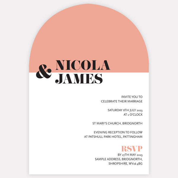 Colour Block Typography Wedding Invitation