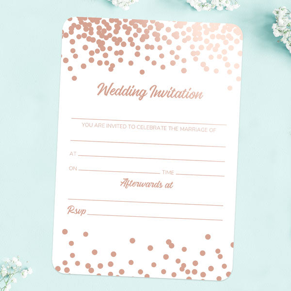 Confetti Dots - Foil Ready to Write Wedding Invitations