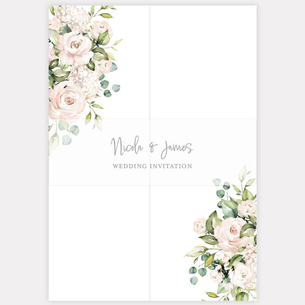 Cream Roses Pocketfold with Vellum Band Sample