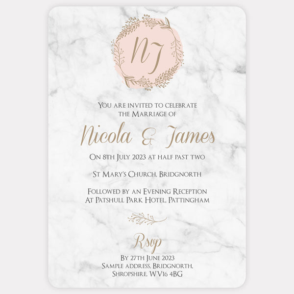 Elegant Marble Blush Wedding Invitation