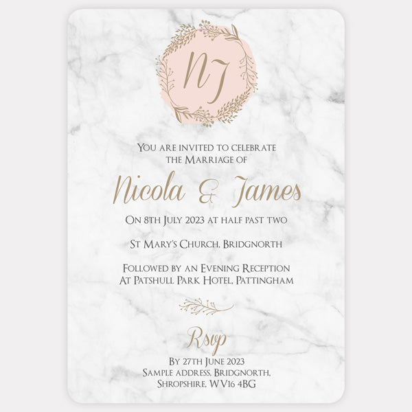 Elegant Marble Blush - Boutique Wedding Invitation & RSVP