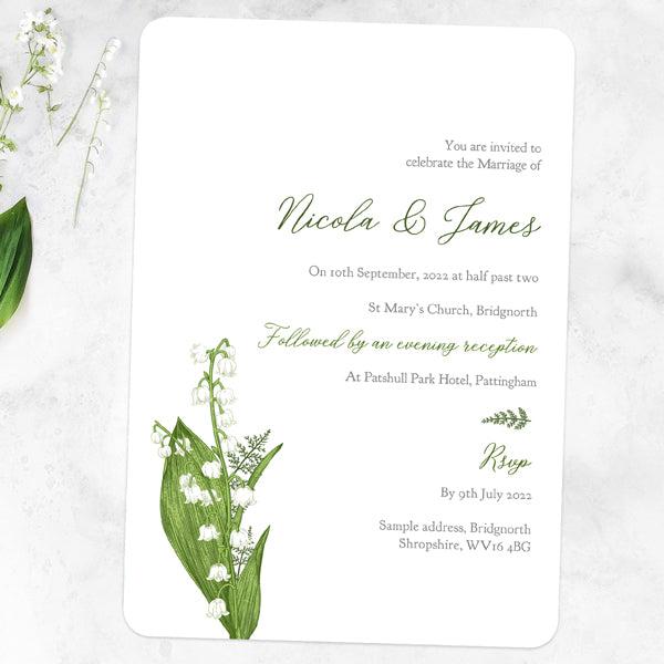 Lily of the Valley Iridescent Wedding Invitation