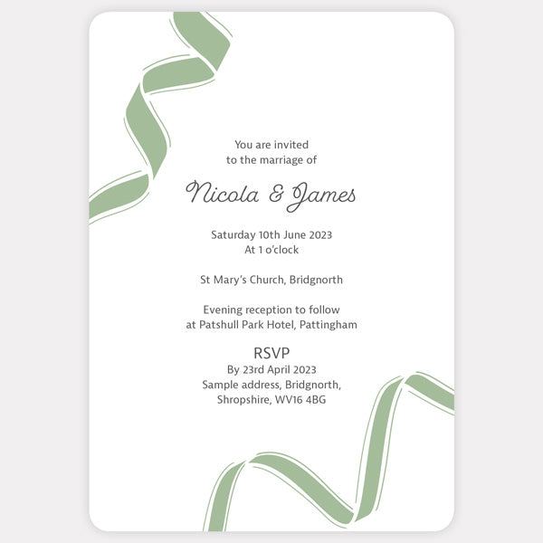 Ribbon Border - Boutique Wedding Invitation & RSVP
