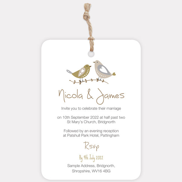 Rustic Woodland Birds Wedding Invitation