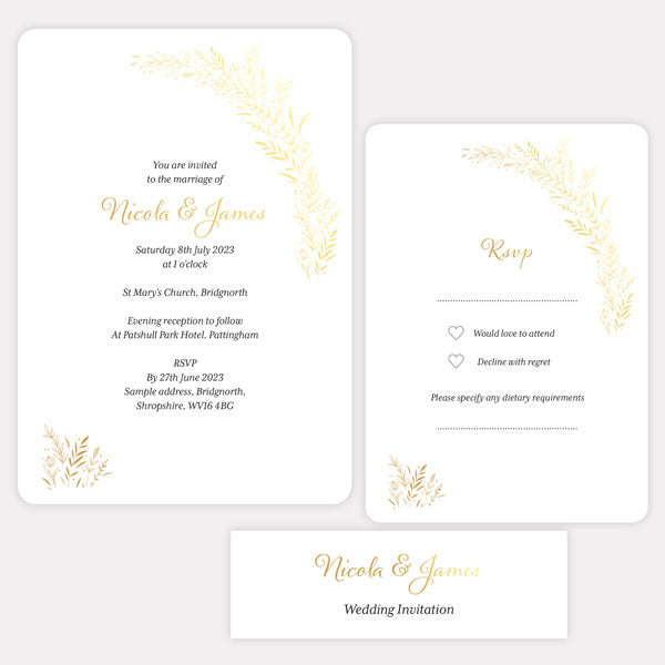 Wildflower Arch - Foil Boutique Wedding Invitation & RSVP