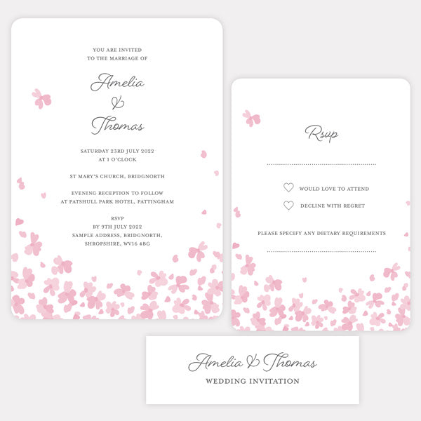 Falling Flowers - Boutique Wedding Invitation & RSVP