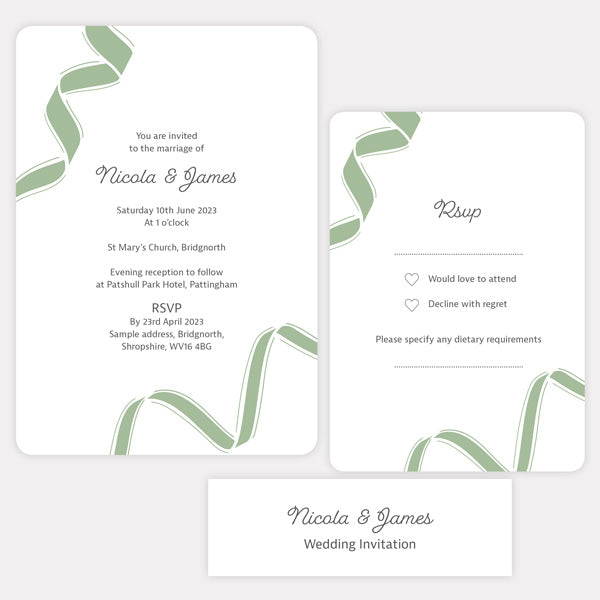 Ribbon Border - Boutique Wedding Invitation & RSVP