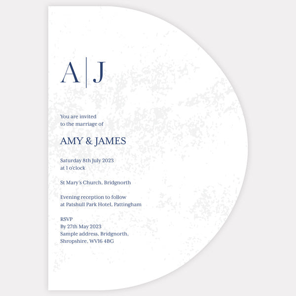 Textured Simplistic Monogram Iridescent Wedding Invitation