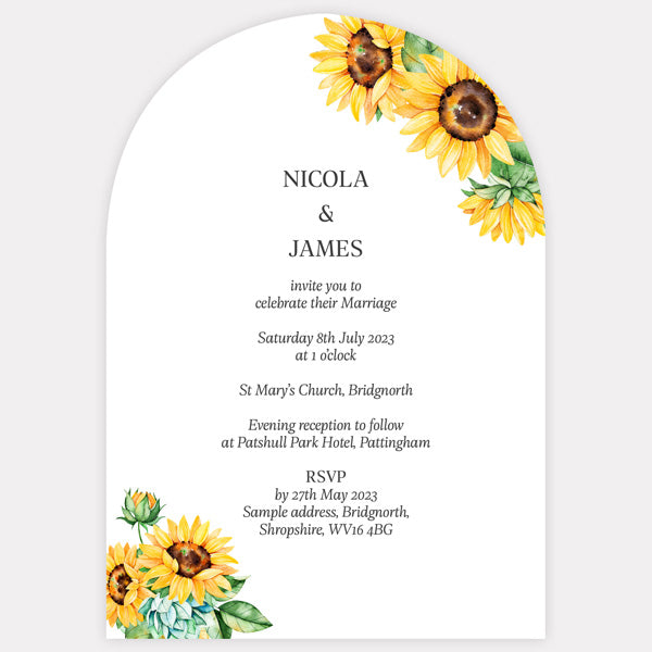Watercolour Sunflowers Wedding Invitation