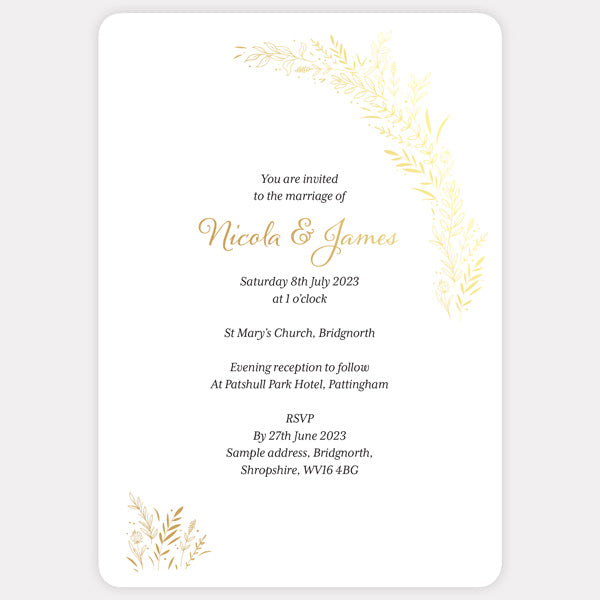 Wildflower Arch - Foil Boutique Wedding Invitation & RSVP