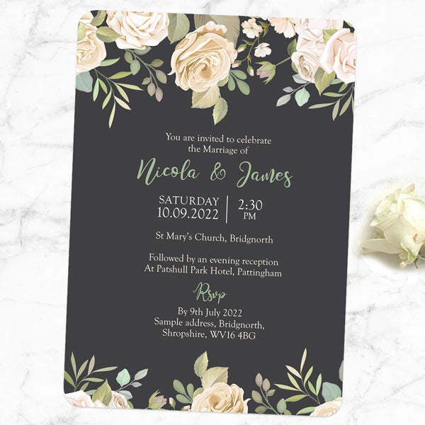 Black & Cream Roses - Boutique Wedding Invitation
