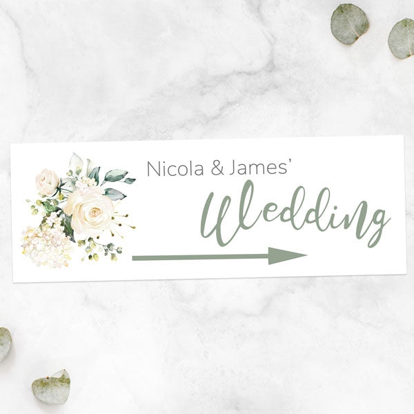 White Country Bouquet - Arrow Wedding Sign
