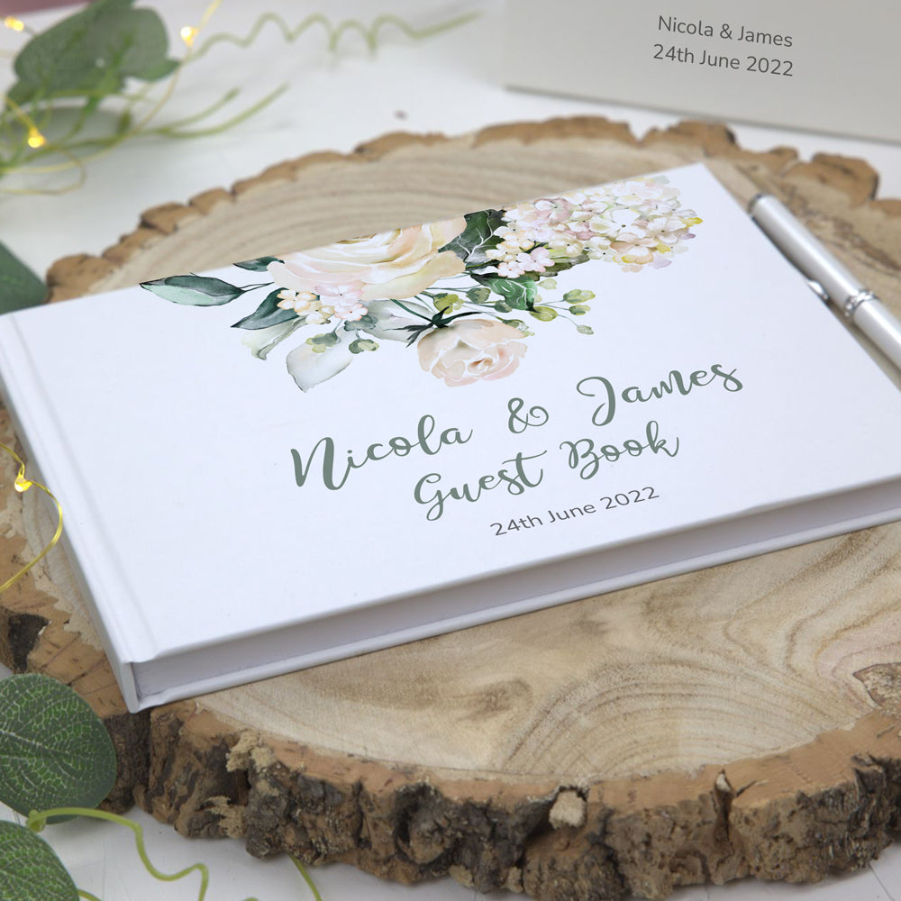 White Country Bouquet - Wedding Guest Book