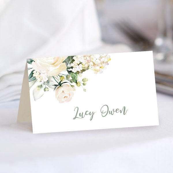 White Country Bouquet Place Card