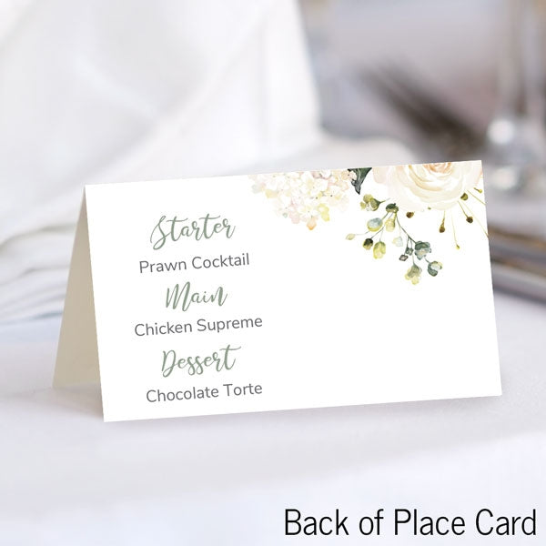 White Country Bouquet Place Card