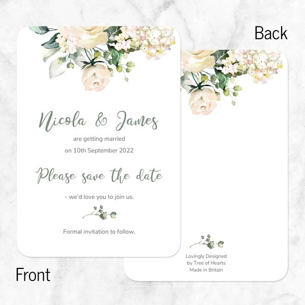 White Country Bouquet Save the Date Cards