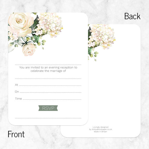 White Country Flowers - Ready to Write Evening Invitations