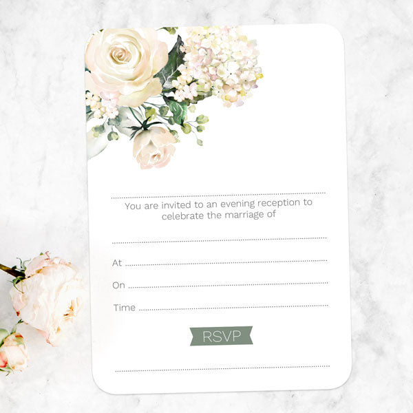 White Country Flowers - Ready to Write Evening Invitations