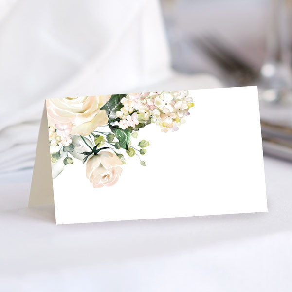 White Country Flowers - Ready to Write Wedding Place Cards