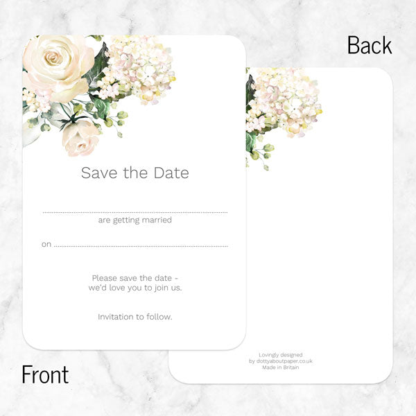 White Country Flowers - Ready to Write Save the Date Cards