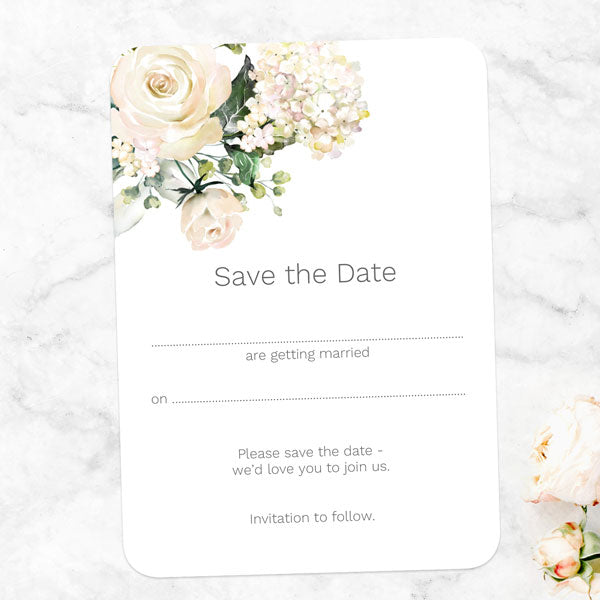 White Country Flowers - Ready to Write Save the Date Cards