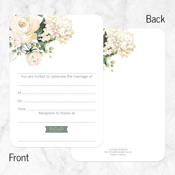 White Country Flowers - Ready to Write Wedding Invitations