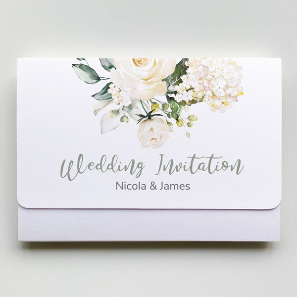 White Country Bouquet - Tri Fold Wedding Invitation & RSVP