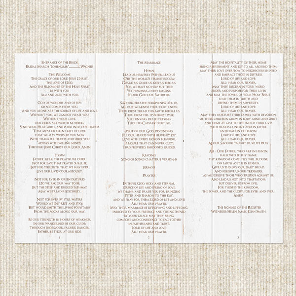 Wild Love Order Of Service Concertina