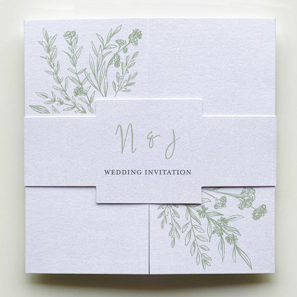 Wildflower Meadow Sketch Iridescent Gatefold Wedding Invitation