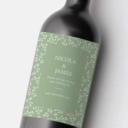 Delicate Leaf Pattern Iridescent Wine Bottle Labels thumbnail