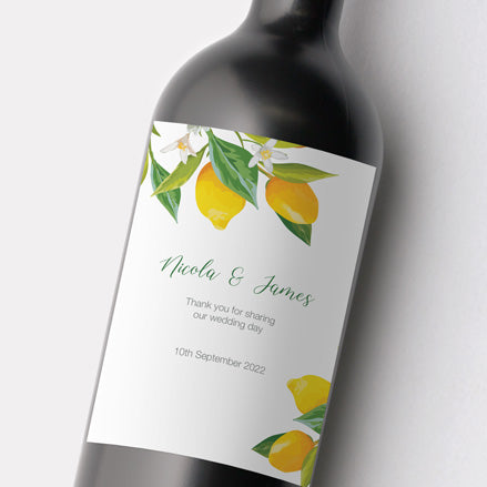 Lemon Citrus Wine Bottle Label thumbnail