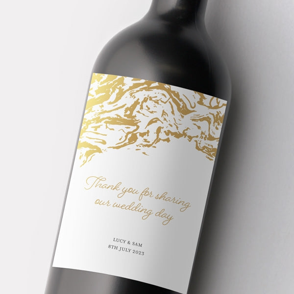 Marble Swirls Foil Wine Bottle Labels  