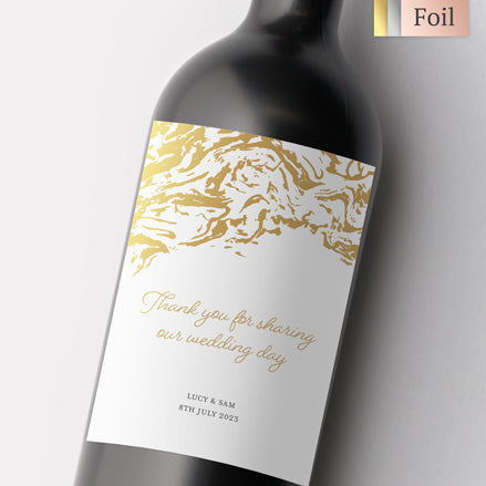 Marble Swirls Foil Wine Bottle Labels Thumbnail 