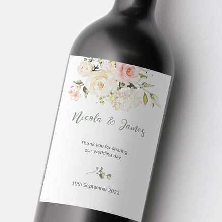 Pink & White Country Bouquet Wine Bottle thumbnail