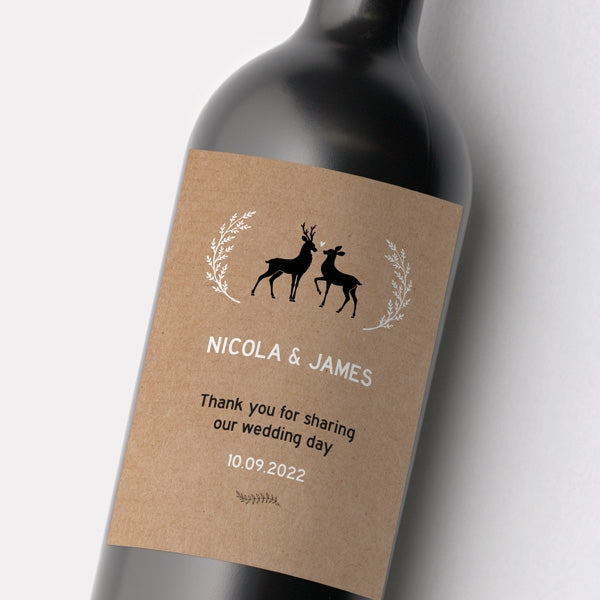 Rustic Woodland Deer Wine Bottle 