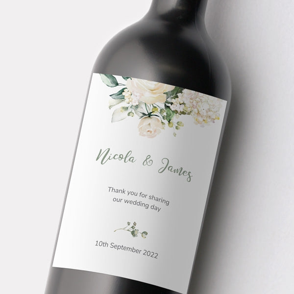 White Country Bouquet Wine Bottle Label 