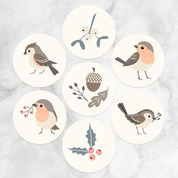 Winter Robin - Christmas Stickers - Pack of 70