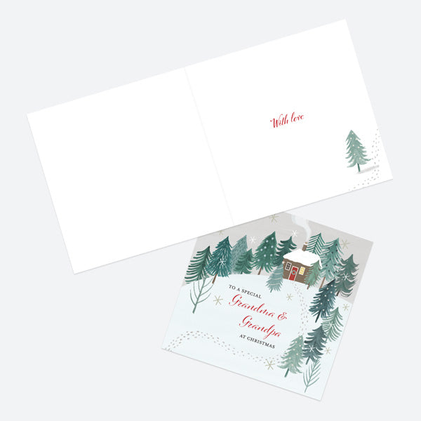 Christmas Card - Winter Wonderland - Cosy Cottage - Grandma & Grandpa