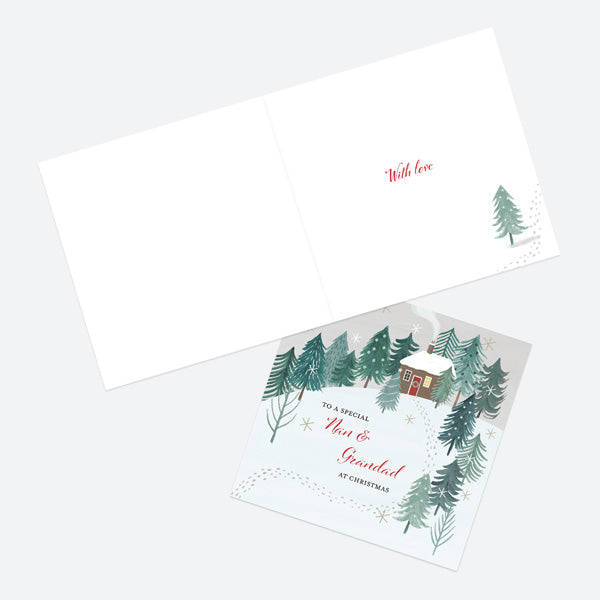 Christmas Card - Winter Wonderland - Cosy Cottage - Special Nan & Grandad
