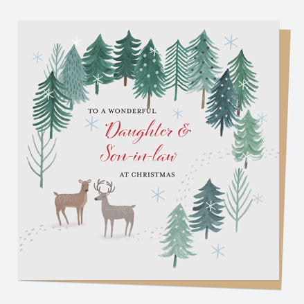 Christmas Card - Winter Wonderland - Reindeer Couple - Daughter & Son-In-Law