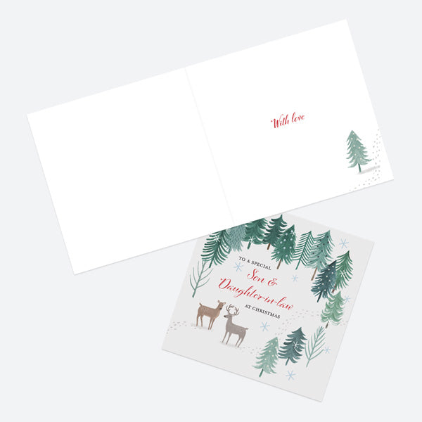 Christmas Card - Winter Wonderland - Reindeer Couple - Son & Daughter-In-Law