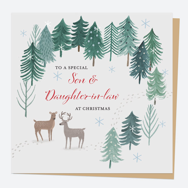 Christmas Card - Winter Wonderland - Reindeer Couple - Son & Daughter-In-Law