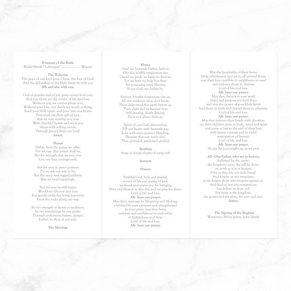 Winter Woodland Order of Service - Concertina