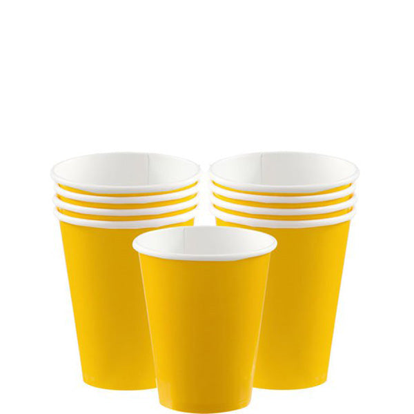 Paper Cups - Yellow Party Tableware - Pack of 8