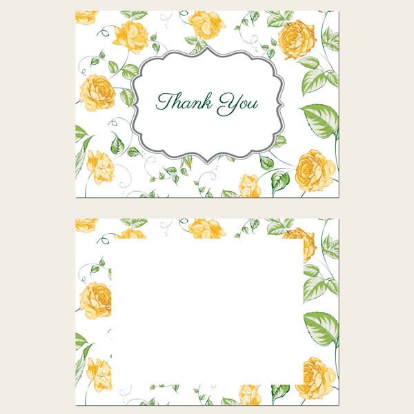 Thank You Cards - Yellow Roses Garden Party - Pack of 10